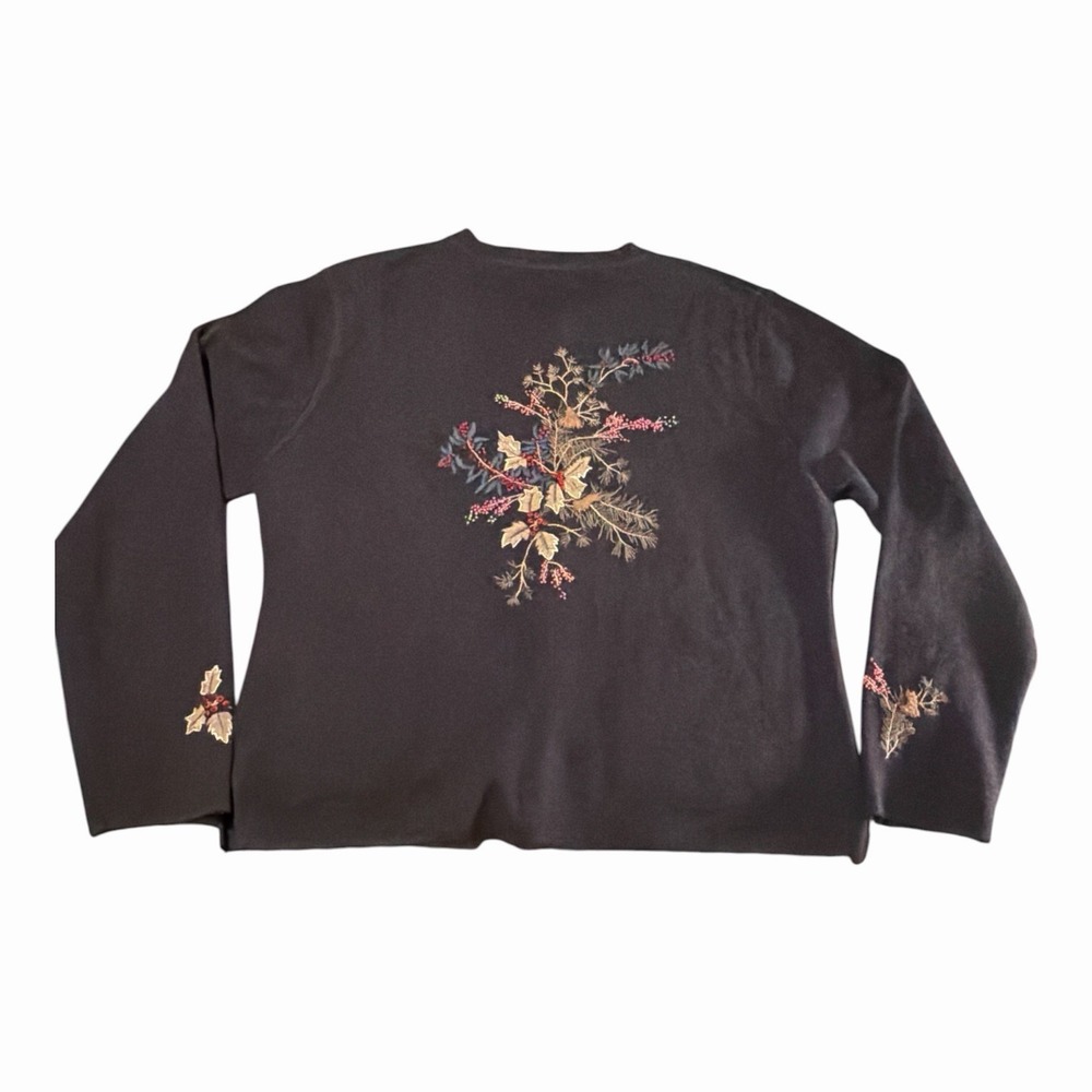Vintage Woolrich Botanical Embroidered Cardigan Sweater Cottagecore Medium